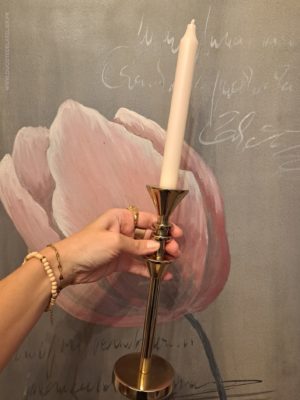 Bougeoir doré pour bougie chandelle
