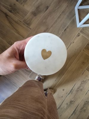 Dessous de bougie ou tasse/verre en marbre noir ou blanc